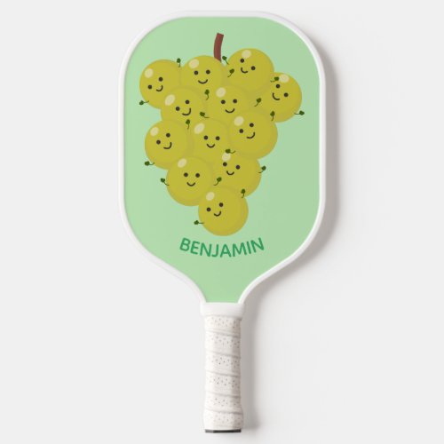 Cute funny bunch of grapes cartoon illustration pickleball paddle