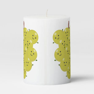 Cute funny bunch of grapes cartoon illustration pillar candle