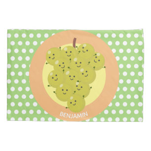 Cute funny bunch of grapes cartoon illustration pillow case