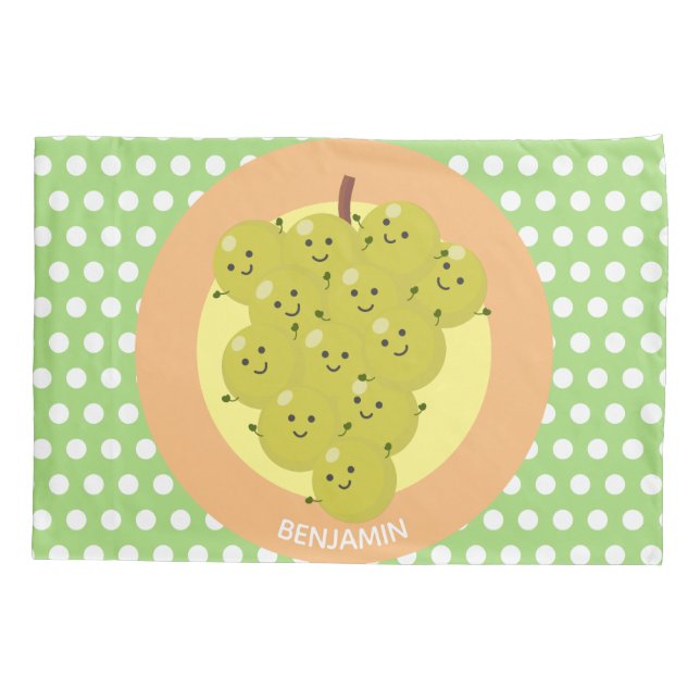 Cute funny bunch of grapes cartoon illustration pillow case (Back)