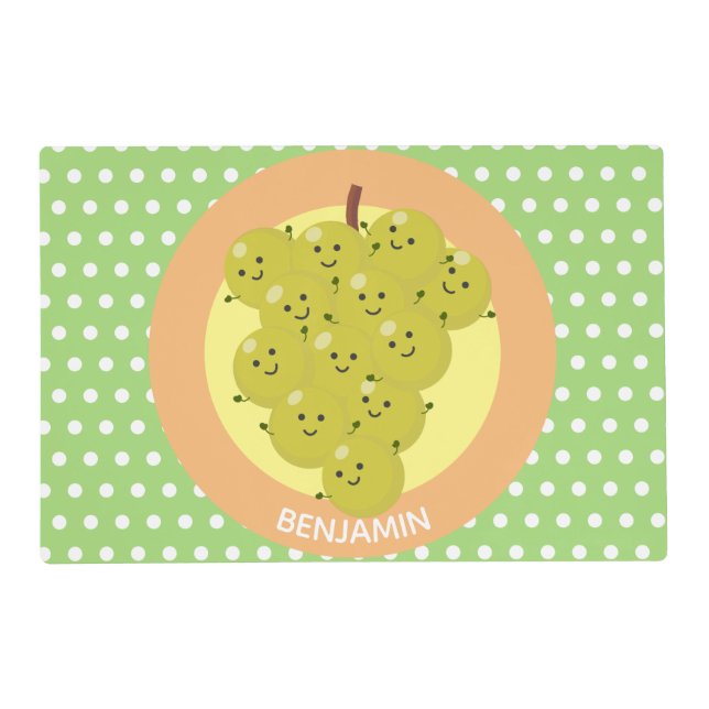 Cute funny bunch of grapes cartoon illustration placemat (Front)