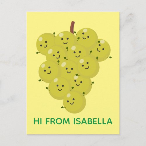 Cute funny bunch of grapes cartoon illustration postcard