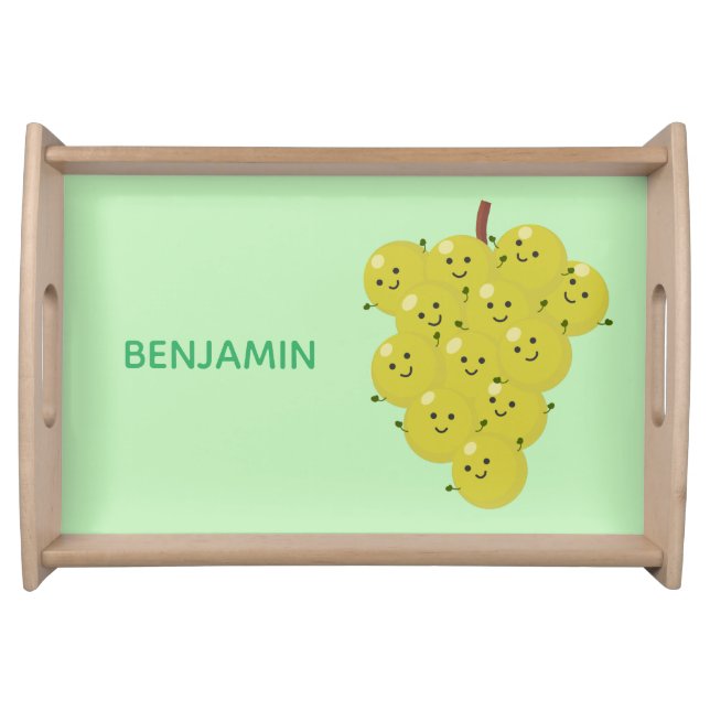 Cute funny bunch of grapes cartoon illustration serving tray (Front)
