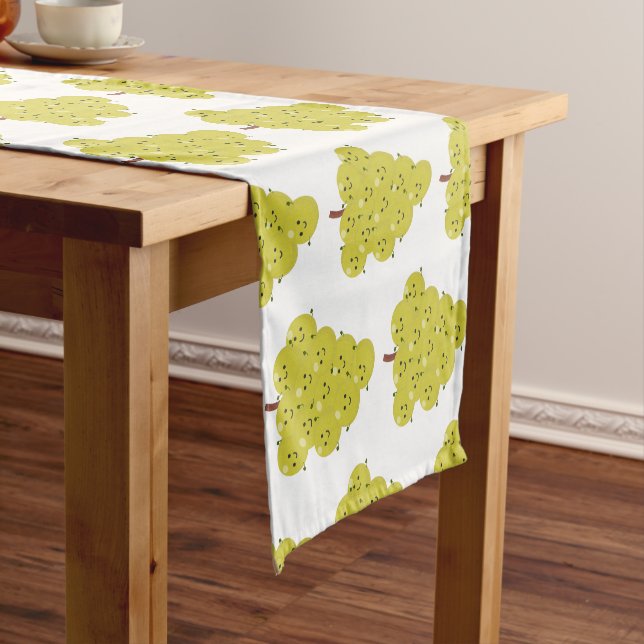 Cute funny bunch of grapes cartoon illustration short table runner (In Situ)