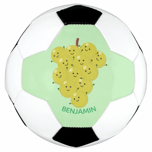 Cute funny bunch of grapes cartoon illustration soccer ball (Front)
