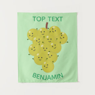 Cute funny bunch of grapes cartoon illustration tapestry