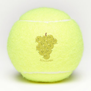 Cute funny bunch of grapes cartoon illustration tennis balls