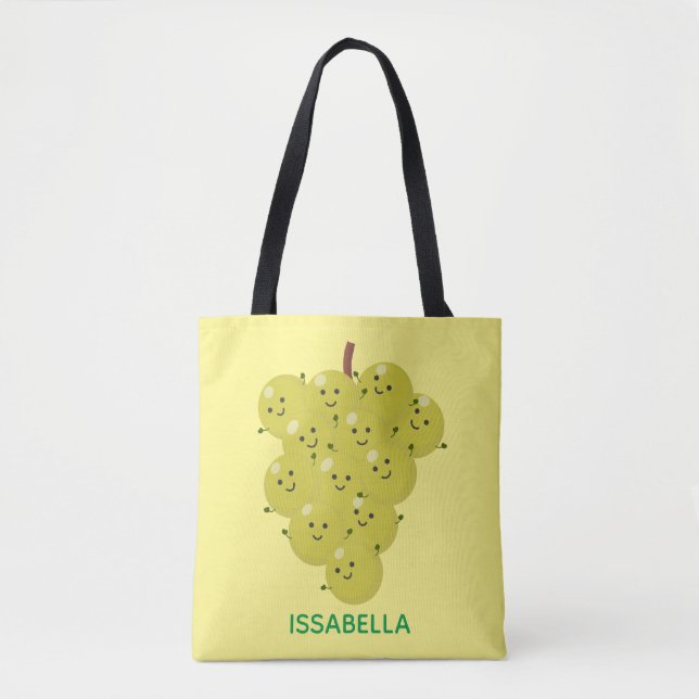 Cute funny bunch of grapes cartoon illustration tote bag (Front)