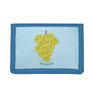 Cute funny bunch of grapes cartoon illustration tri-fold wallet