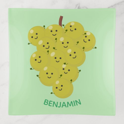 Cute funny bunch of grapes cartoon illustration trinket tray