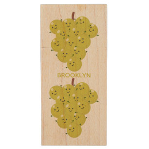 Cute funny bunch of grapes cartoon illustration wood flash drive