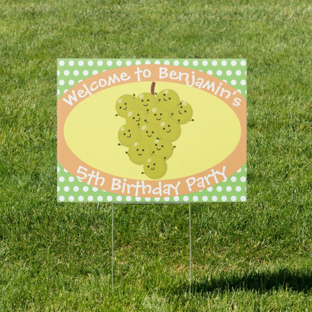 Cute funny bunch of grapes reunion cartoon sign (Insitu)