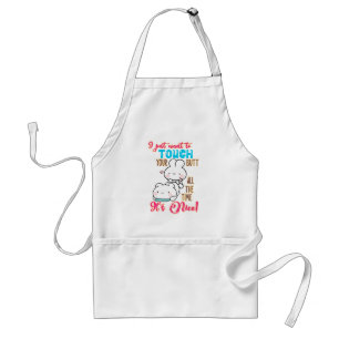 Cute Funny Bunny I Just Want To Touch Your Butt Adult Apron