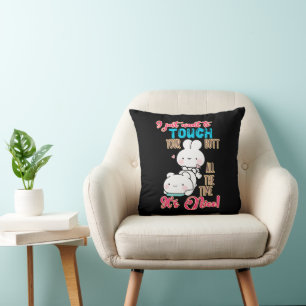 Cute Funny Bunny I Just Want To Touch Your Butt Throw Pillow