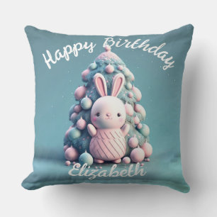 Cute ,funny ,bunny , kawaii style throw pillow