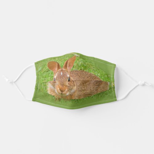 Cute Funny Bunny Nibbling Fairway Greens Adult Cloth Face Mask