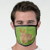 Cute Funny Bunny Nibbling Fairway Greens Face Mask (Worn Him)
