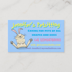 Cute funny bunny rabbit pet sitting service business card