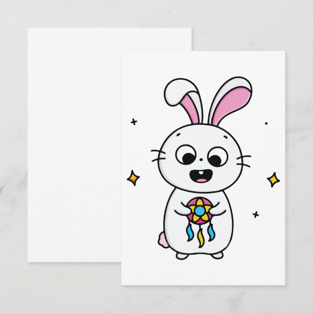 Cute & Funny Bunny Thank You Card (Front/Back)