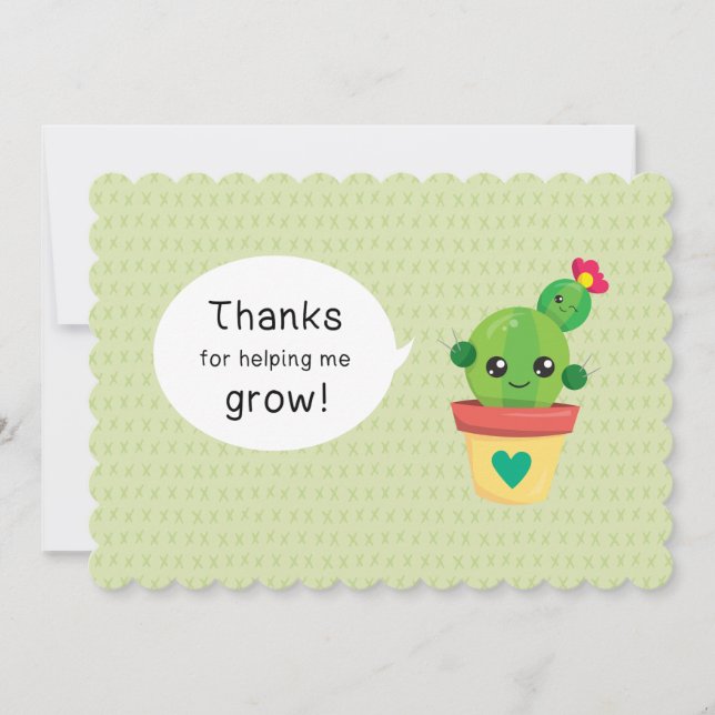 Cute Funny Cactus Thanks for Helping Me Grow Holiday Card (Front)