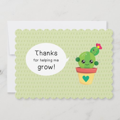 Cute Funny Cactus Thanks for Helping Me Grow Holiday Card