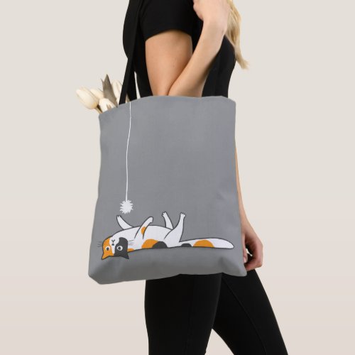 Cute Funny Calico Cat  Kitty Cat Lovers Grey Tote Bag