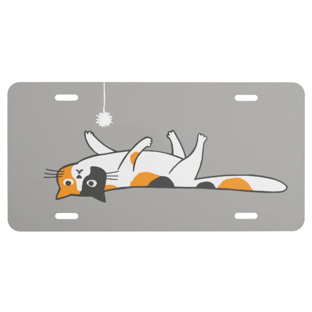 Cute Funny Calico Cat License Plate (Front)