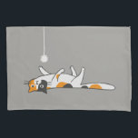 Cute Funny Calico Cat | Pet Kitty Cat Lover's Pillow Case<br><div class="desc">Funny Calico Cat Pillow Case. Add some cuteness to your bedspread with this fun calico cat pillow case. Cute cartoon of a lazy cat with string toy. Great for kids,  teens and college students. Visit Jenn's Doodle World for even more original home decor featuring this cool cat design.</div>