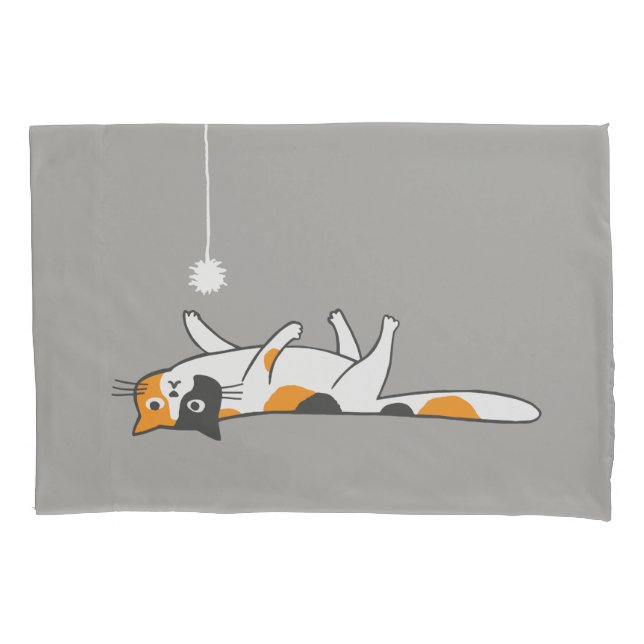 Cute Funny Calico Cat | Pet Kitty Cat Lover's Pillow Case (Front)