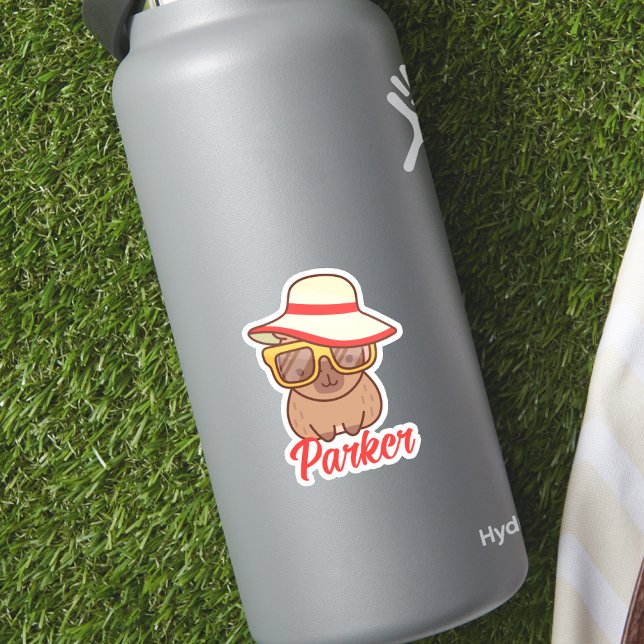 Cute Funny Capybara Modern Monogram Sticker (Creator Uploaded)