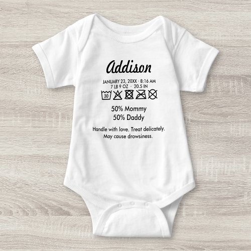 Cute Funny Care Label Humorous Baby Bodysuit