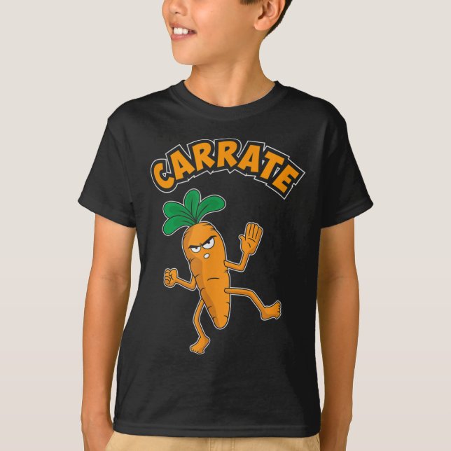 Cute & Funny Carrate Karate Training Carrot Pun T-Shirt (Front)