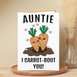 Cute Funny Carrot Pun Aunt Happy Birthday Thank You Card