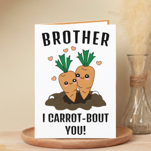Cute Funny Carrot Pun Brother Happy Birthday Letterpress Thank You Card