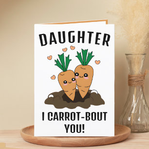 Cute Funny Carrot Pun Daughter Happy Birthday Letterpress Thank You Card