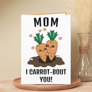 Cute Funny Carrot Pun Mom Happy Birthday Letterpress Thank You Card