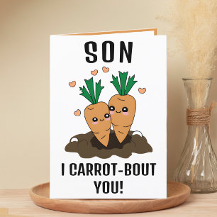 Cute Funny Carrot Pun Son Happy Birthday Letterpress Thank You Card
