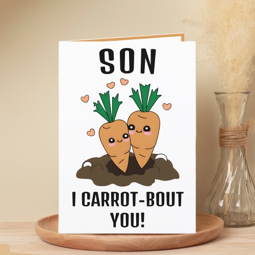 Cute Funny Carrot Pun Son Happy Birthday Thank You Card
