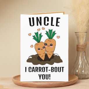 Cute Funny Carrot Pun Uncle Happy Birthday Letterpress Thank You Card