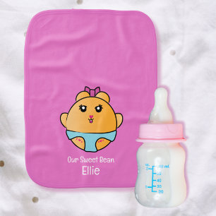 Cute Funny Cartoon Animal Pink Yellow Sweet Bright Baby Burp Cloth