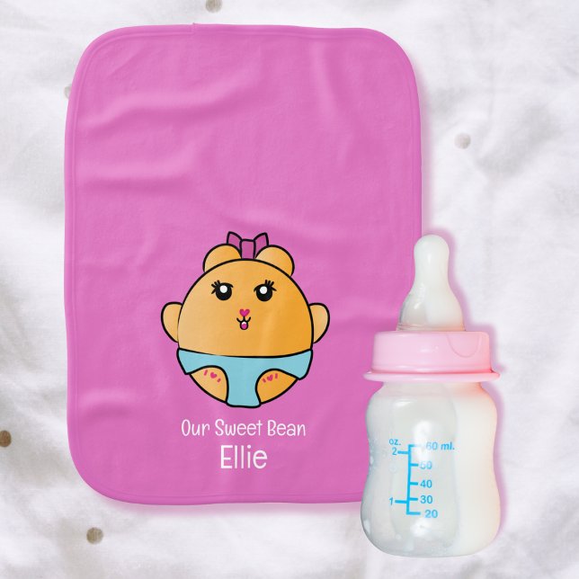 Cute Funny Cartoon Animal Pink Yellow Sweet Bright Baby Burp Cloth (Creator Uploaded)