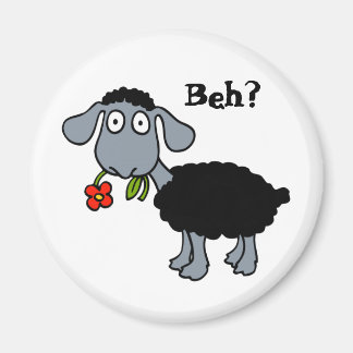 Cute Funny Cartoon Black Sheep Flower Customizable Magnet