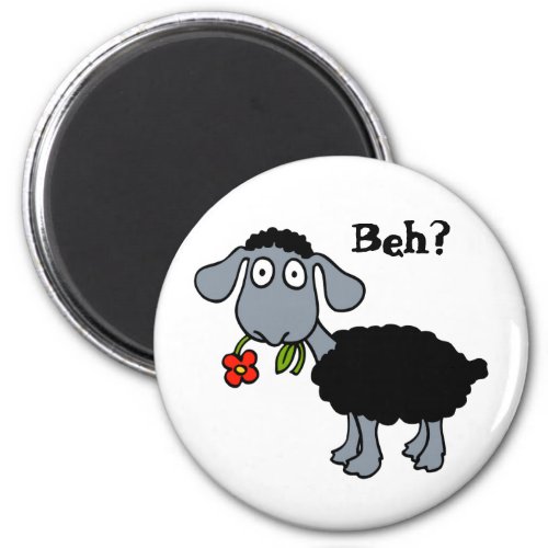 Cute Funny Cartoon Black Sheep Flower Customizable Magnet