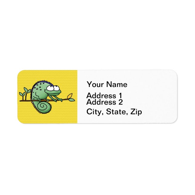 Cute Funny Cartoon Chameleon Green Lizard Label (Front)