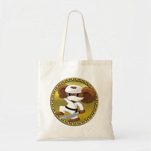 Cute funny cartoon Cheburashka bear with a sword Tote Bag