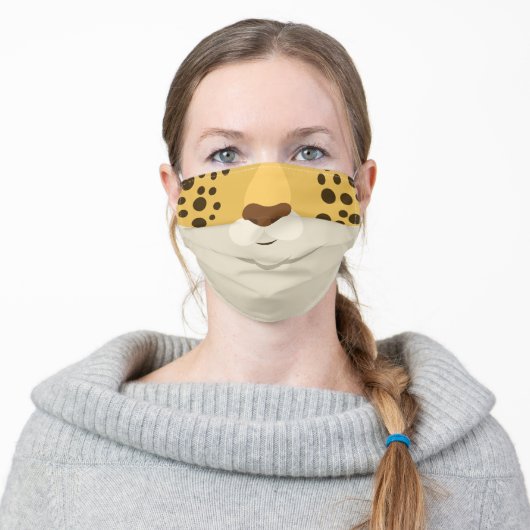 Cute Funny Cartoon Cheetah Leopard Animal Adult Cloth Face Mask (Worn)