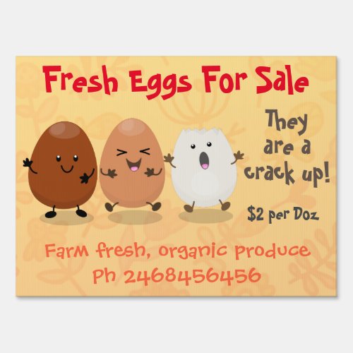 Cute funny cartoon chicken eggs for sale sign