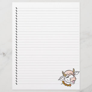 Cute Funny Cartoon Cow Lined Pet Letterhead