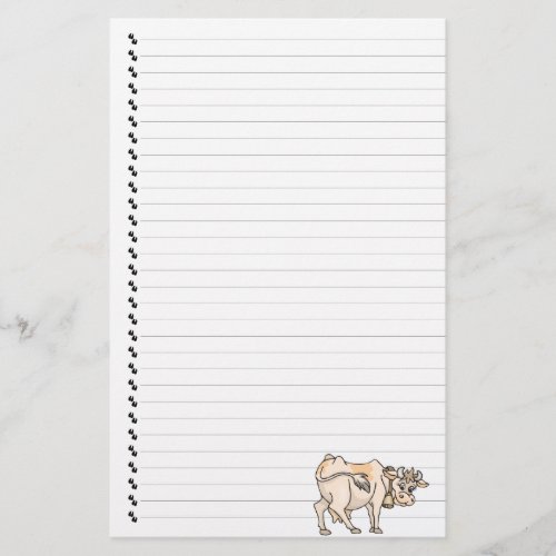 Cute Funny Cartoon Cow Lined Pet Stationery