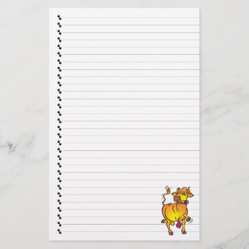 Cute Funny Cartoon Cow Lined Pet Stationery